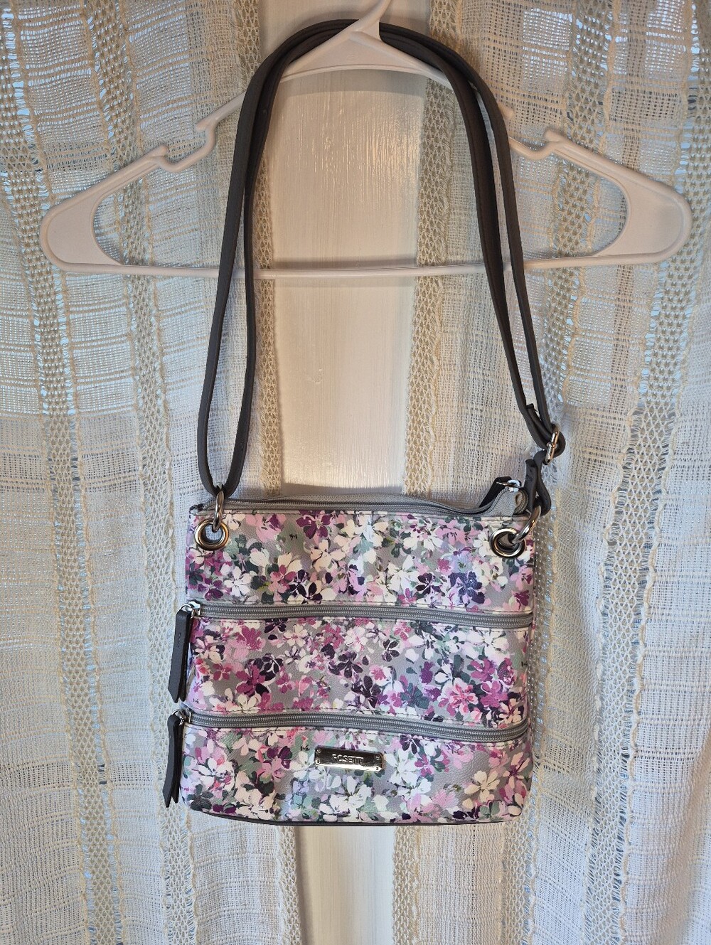 Rosetti Floral Crossbody Bag - Pink, Purple & Gray